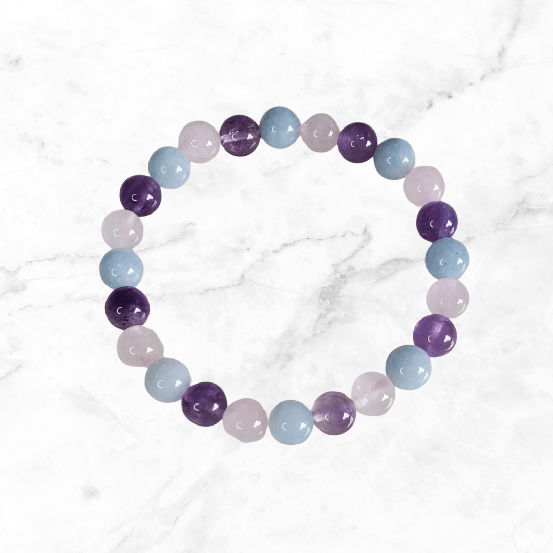 Bracelet - Amethyst, Rose Quartz, and Aquamarine Bracelet - The Lavish Essentials