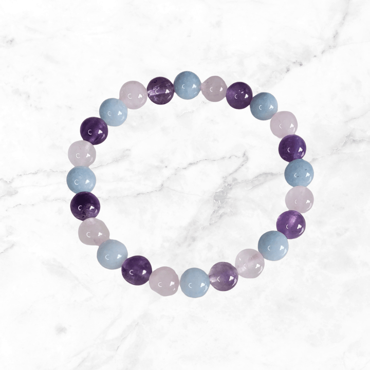 Bracelet - Amethyst, Rose Quartz, and Aquamarine Bracelet - The Lavish Essentials