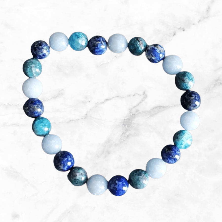 Bracelet - Angelite, Apatite & Lapis Lazuli Bracelet - The Lavish Essentials