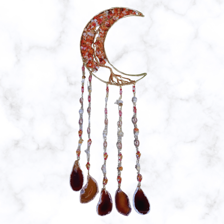 dreamcatcher - Carnelian Cresent Moon Dreamcatcher - The Lavish Essentials