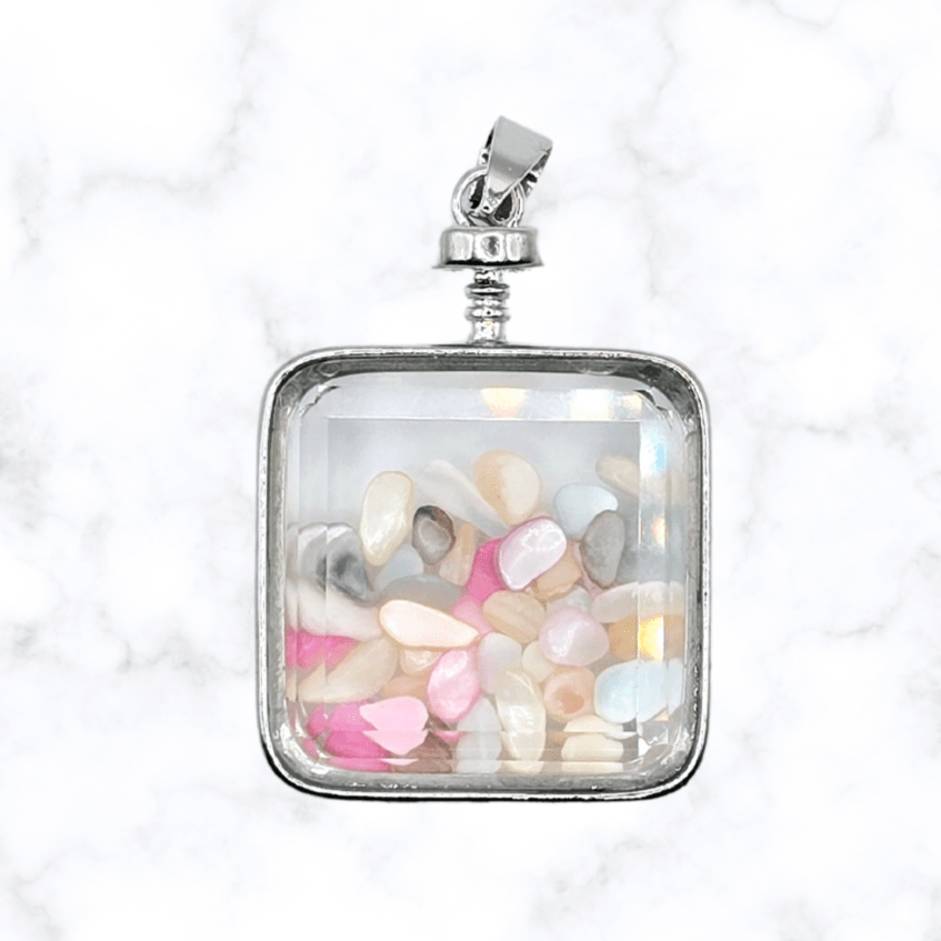 necklace - Colorful Selenite Locket Necklace - The Lavish Essentials