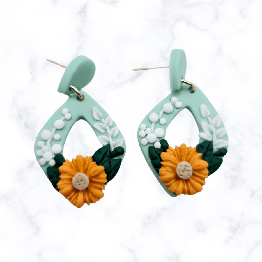 earrings - Mint Flowers Earrings - The Lavish Essentials