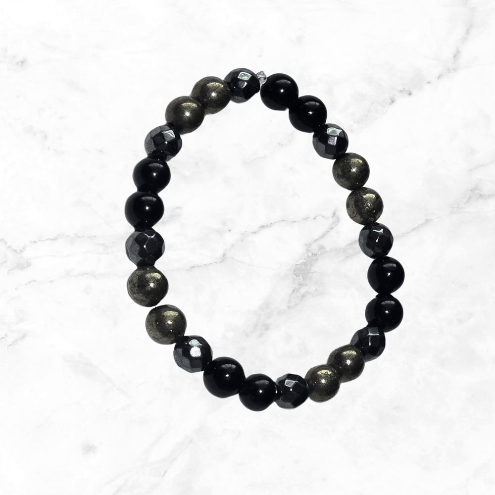 Bracelet - Pyrite, Hematite, Obsidian Bracelet - The Lavish Essentials