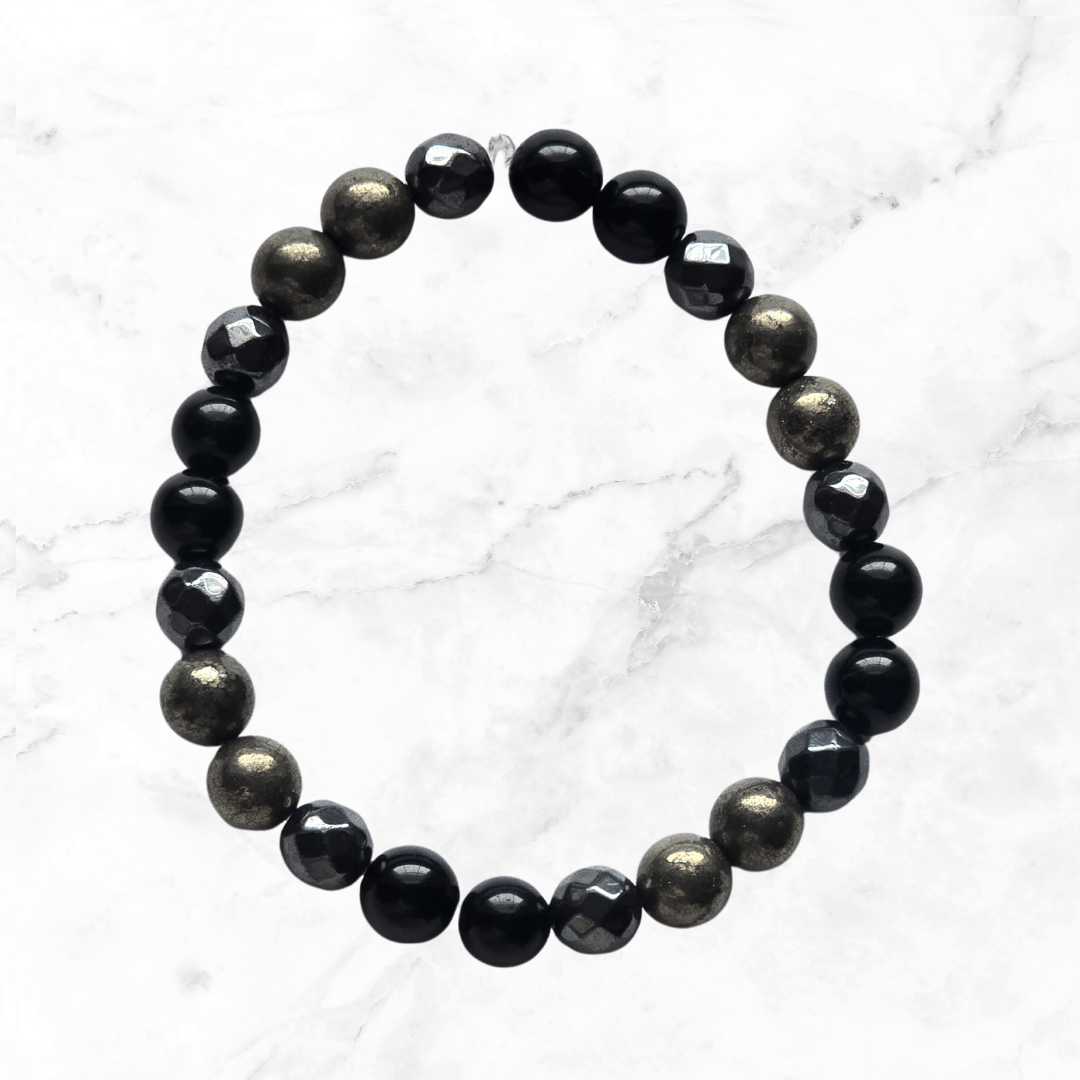 Bracelet - Pyrite, Hematite, Obsidian Bracelet - The Lavish Essentials